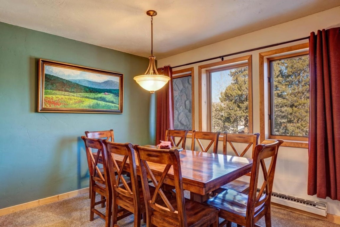 325 Four Oclock Road, Unit A101 Breckenridge, CO 80424 - Photo 8 of 16 a dining room with furniture and window