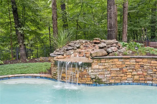 a view of a park with slide