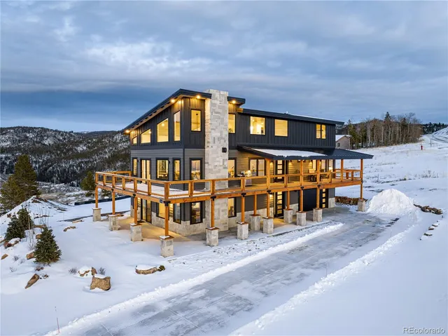 an aerial view of a brick house