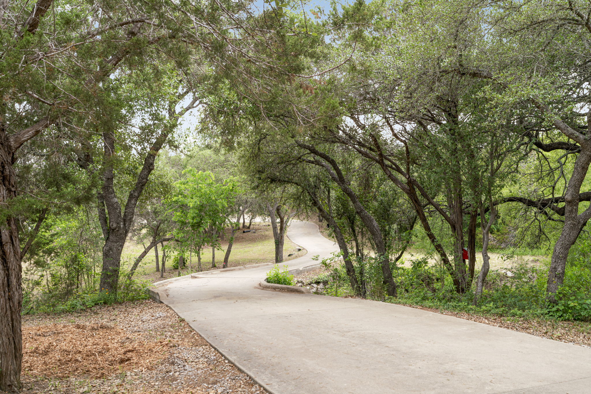 1129 Cedar Pass Road Driftwood, TX 78619 - Photo 37 of 40 The long, winding driveway is lined with mature trees, providing a real sense of "getting away from it all" before you even see the house.