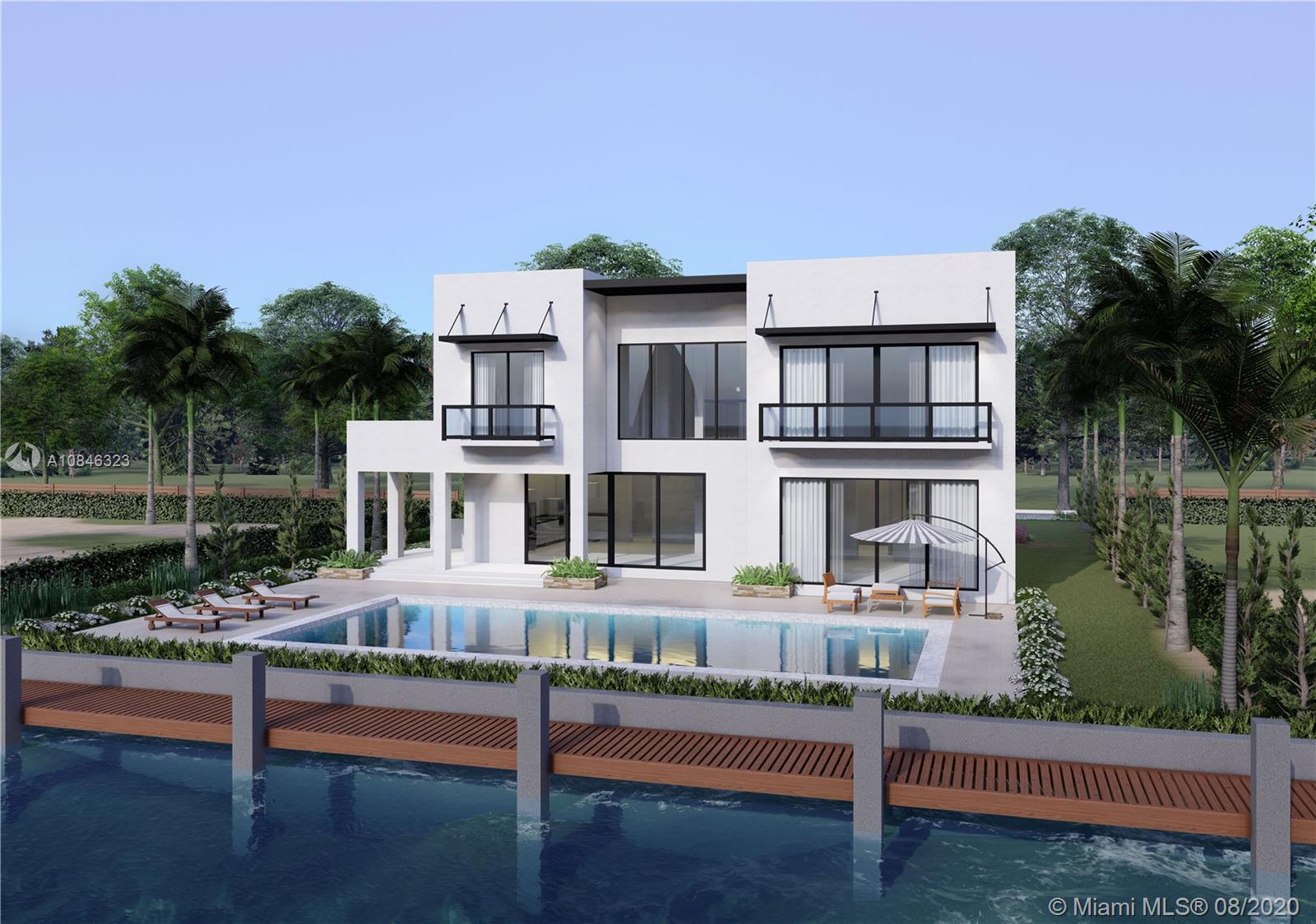 12685 Hickory Road North Miami, FL 33181 - Photo 3 of 5 REAR ELEVATION WITH 130' OF NEW DOCKAGE