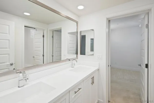 a bathroom with a bathtub