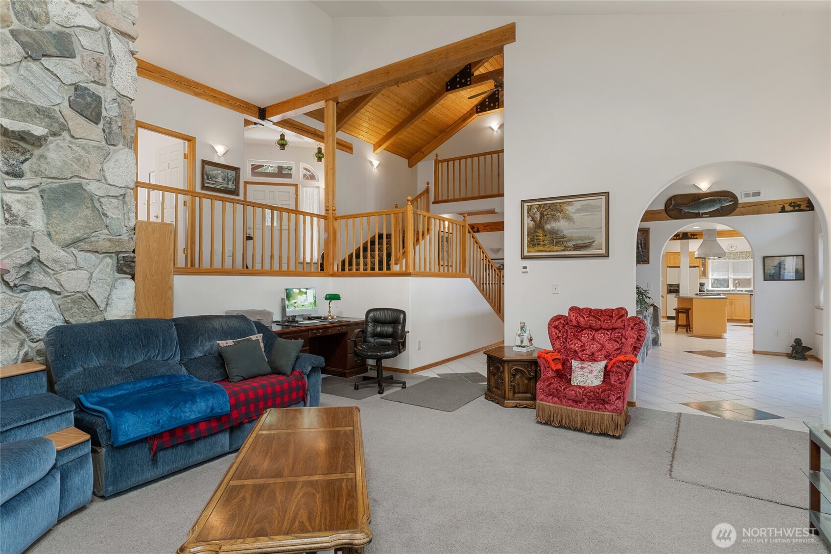 572 B W Chewuch Road Winthrop, WA 98862 - Photo 17 of 37 a living room with furniture and a baby crib