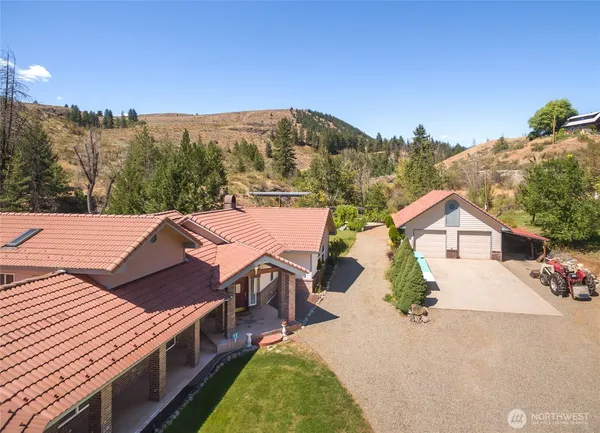 a view of lake and green space