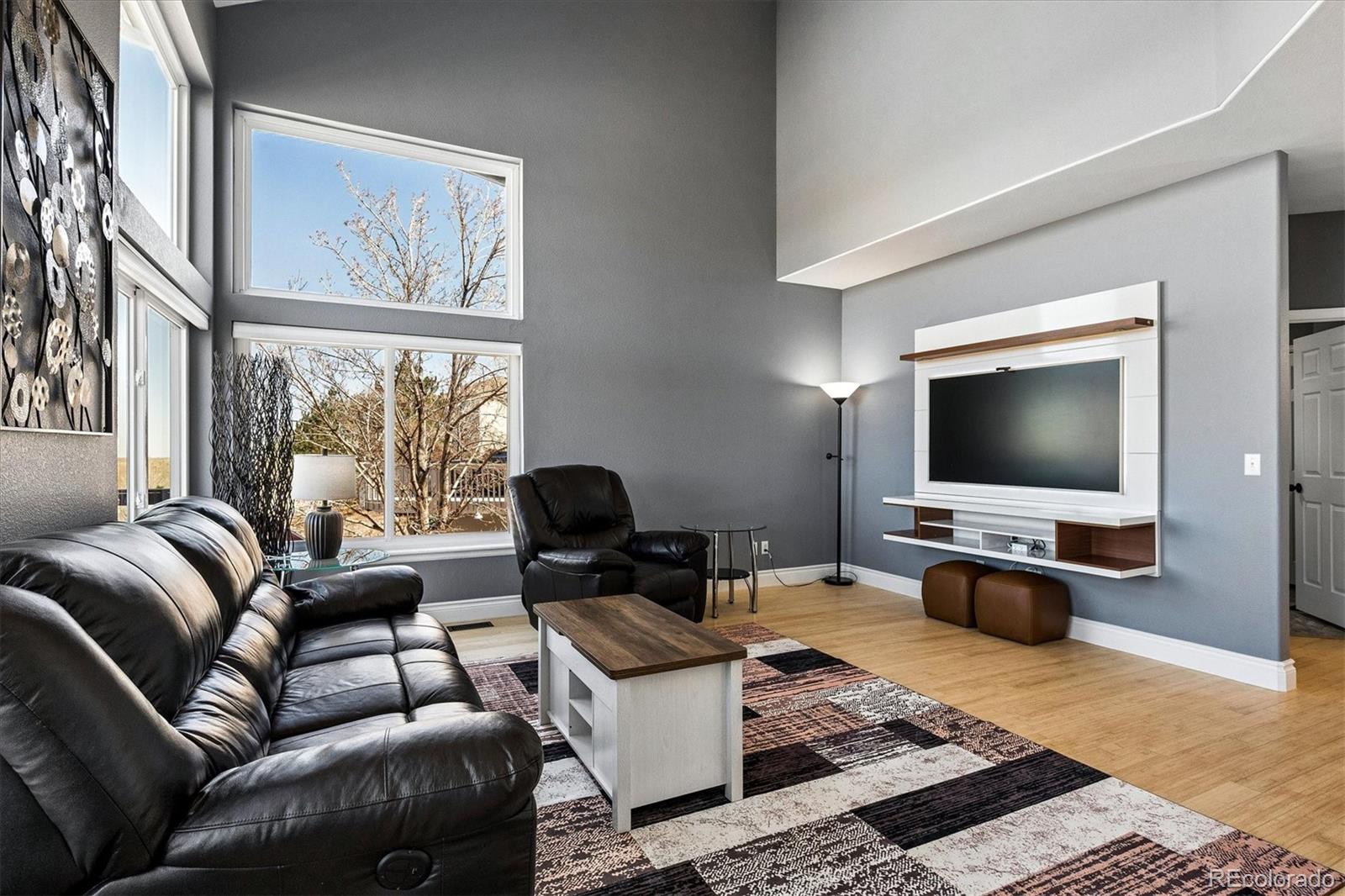4143 South Deframe Court Morrison, CO 80465 - Photo 25 of 48 a living room with furniture and a flat screen tv
