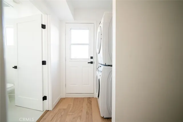 a view of room with hardwood floor
