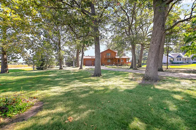 a view of a trees in front of a house with a big yard
