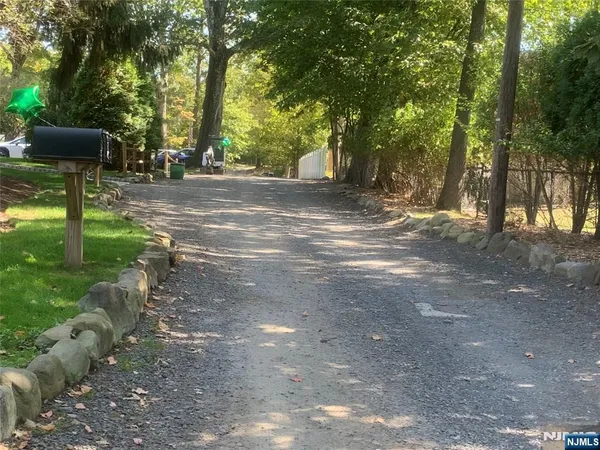 a view of backyard with green space and trees