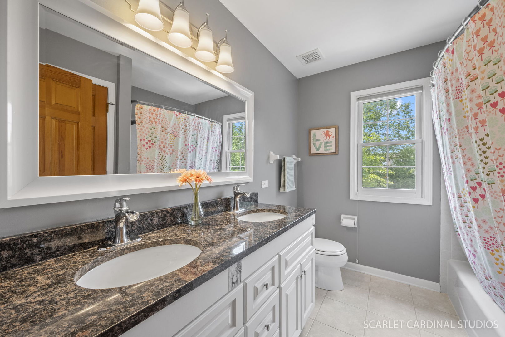 2632 Sweetbroom Road Naperville, IL 60564 - Photo 19 of 33 a bathroom with a granite countertop tub a sink and a large mirror
