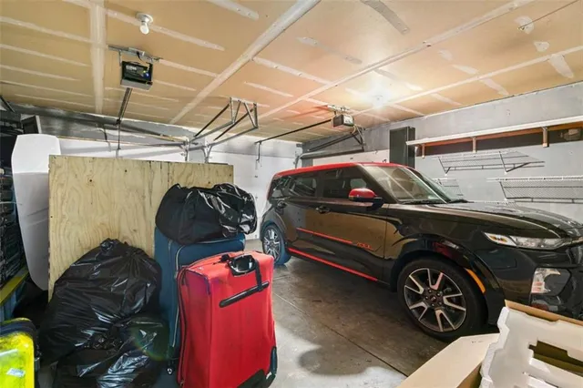 a car parked in a garage