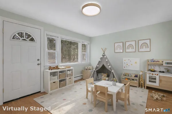 an empty room with window