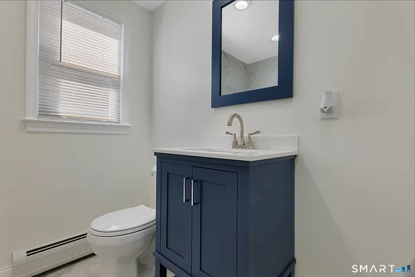 a bathroom with a bathtub