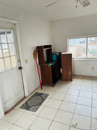 a view of workspace with cabinet