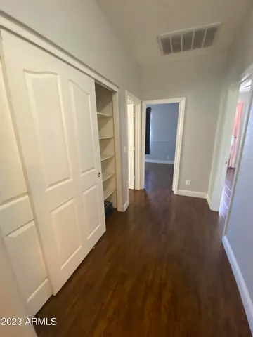 a view of a room with a window