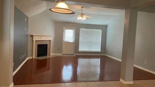 a view of a room with an empty space