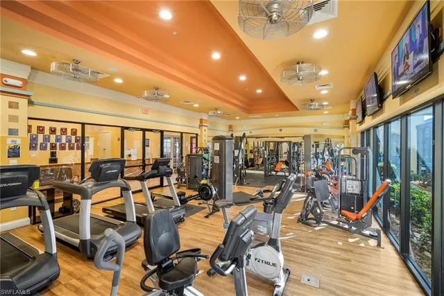 a view of a room with gym equipment