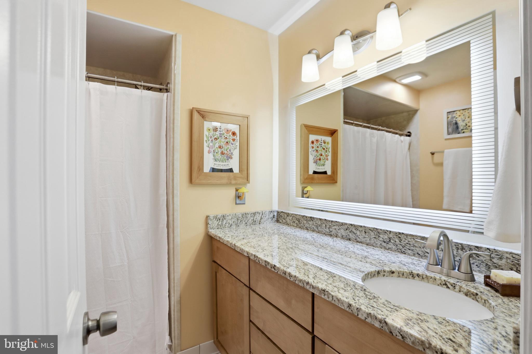 4708 Summit Point Road Charles Town, WV 25414 - Photo 23 of 49 a bathroom with a granite countertop sink and a mirror