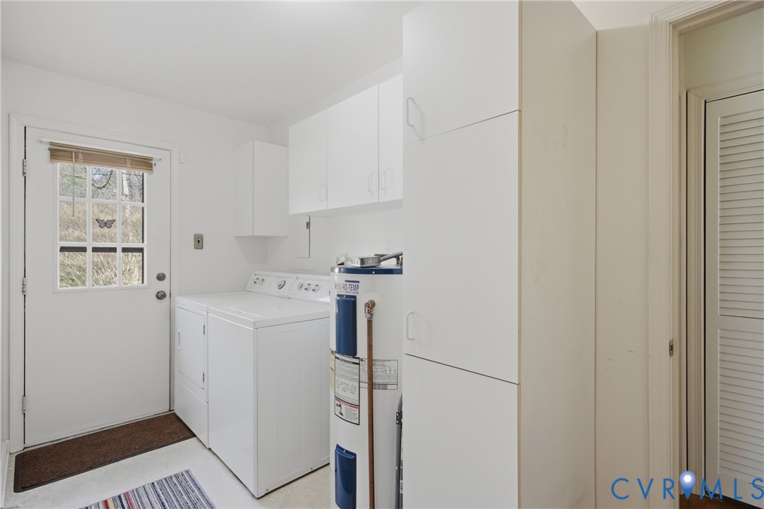 9832 Alfaree Road Richmond, VA 23237 - Photo 26 of 35 Laundry area featuring electric water heater, cabi