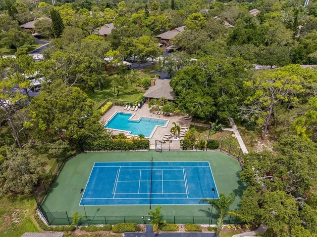 an aerial view of a house