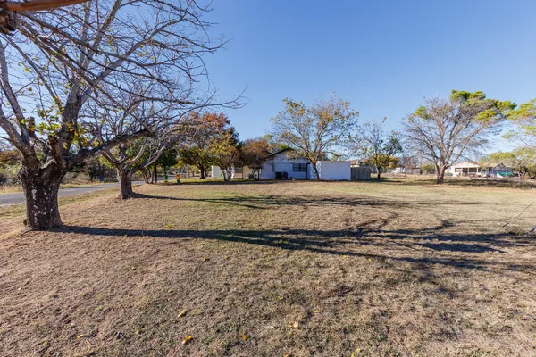 a view of a yard with a tree