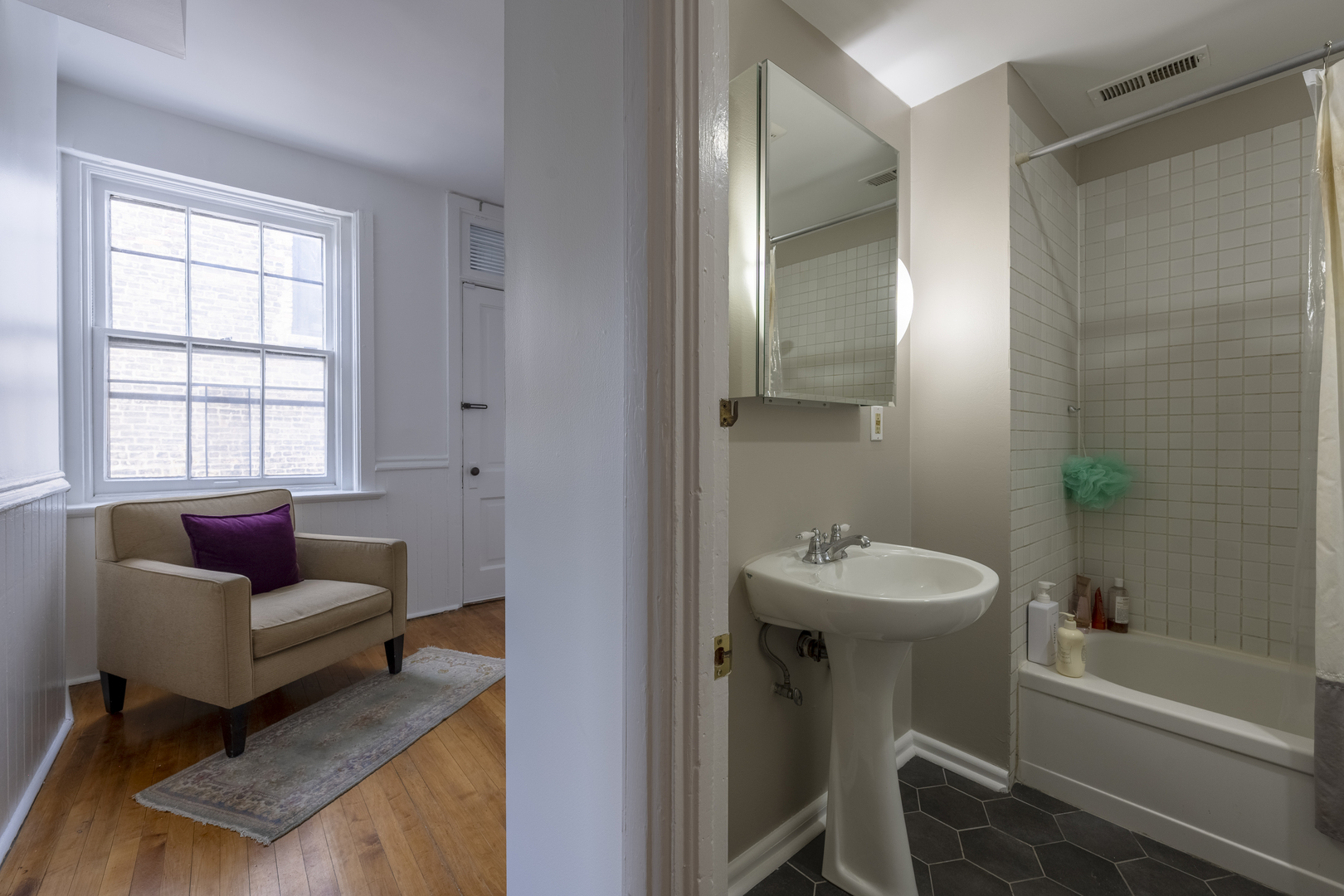558 West Belden Avenue Chicago, IL 60614 - Photo 43 of 62 a bathroom with a sink mirror and a bathtub