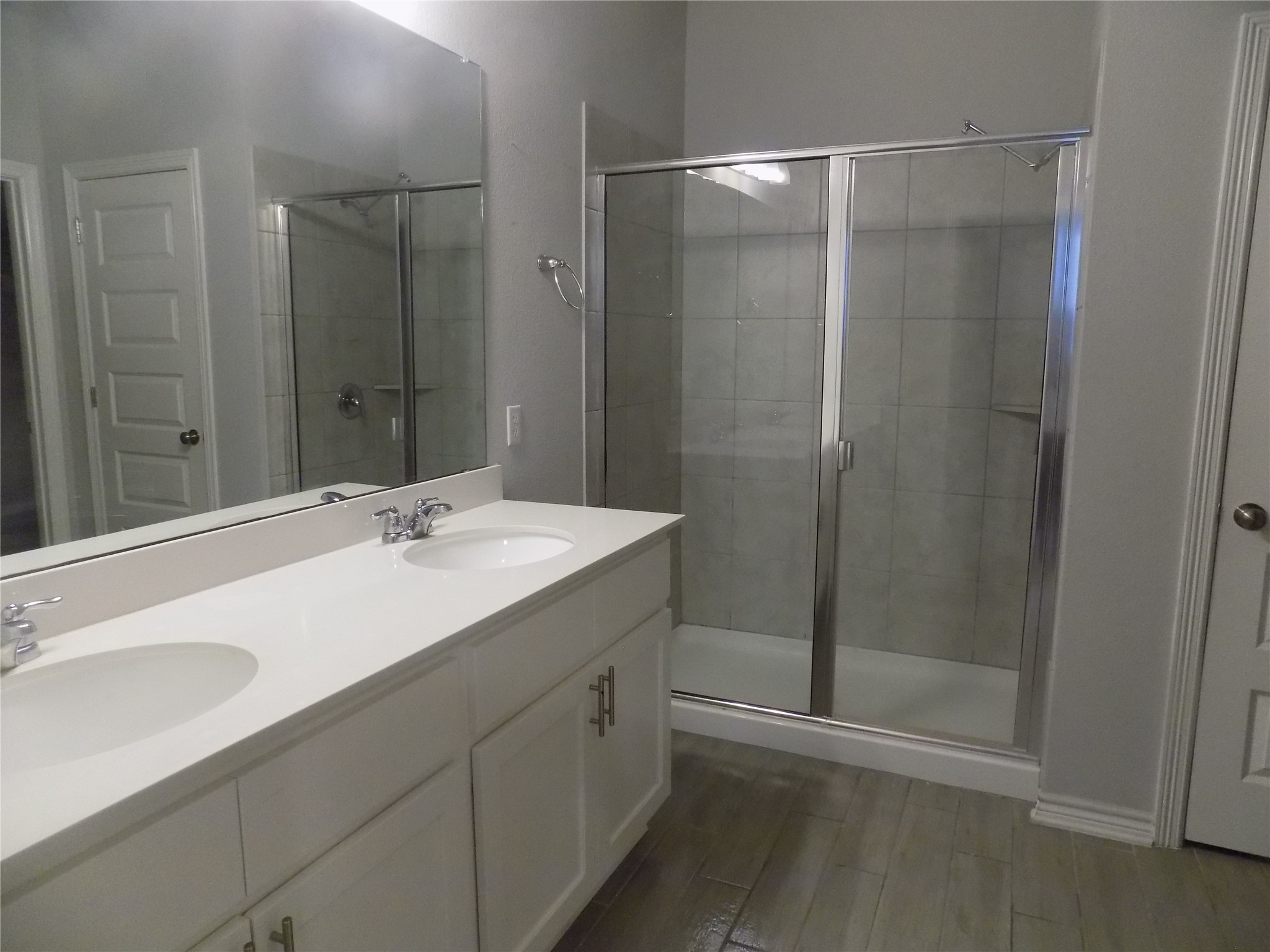 1133 Capra Lane Leander, TX 78641 - Photo 23 of 25 This primary bathroom features a dual vanity and a spacious shower.