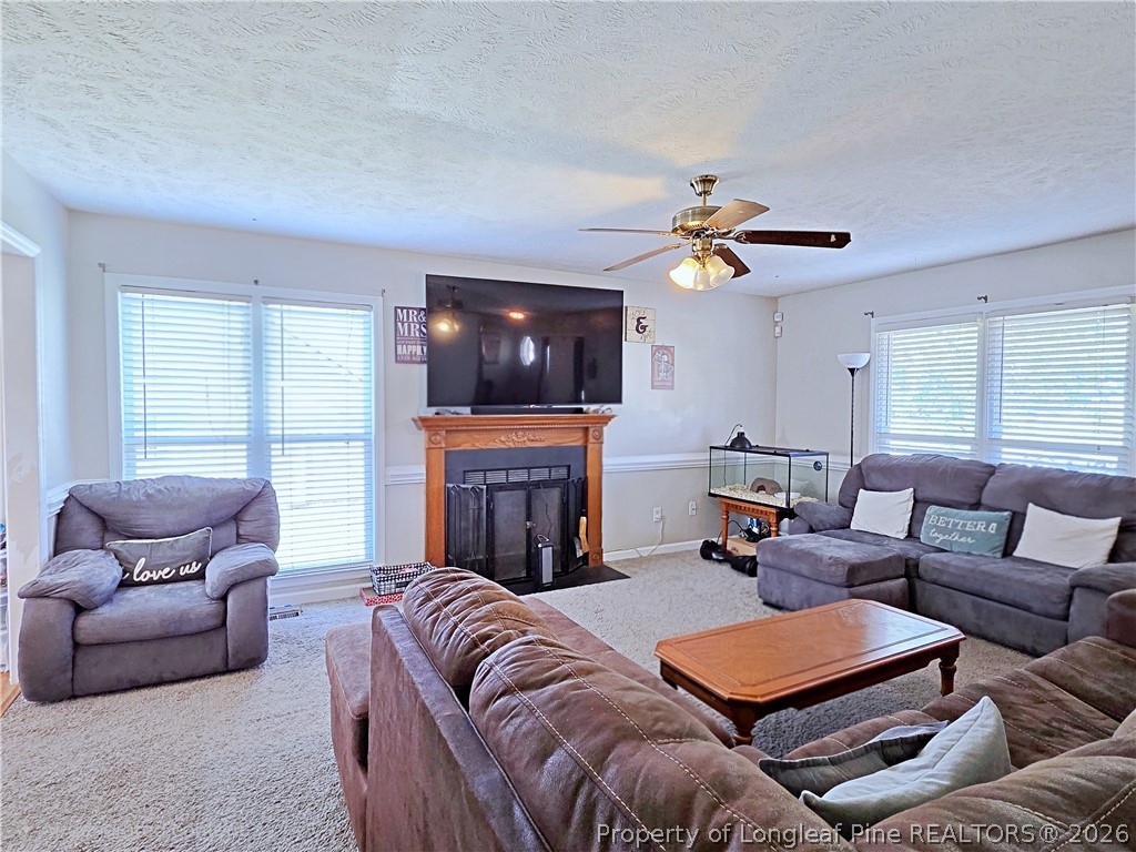 5218 Pringle Way Hope Mills, NC 28348 - Photo 10 of 43 a living room with furniture a fireplace and a flat screen tv