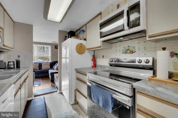 a kitchen with lots of counter top space