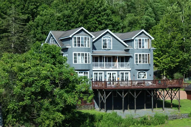 a front view of a house with balcony