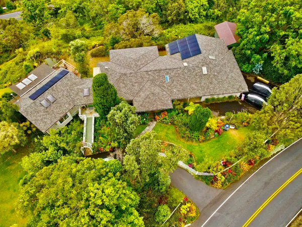 an aerial view of a house