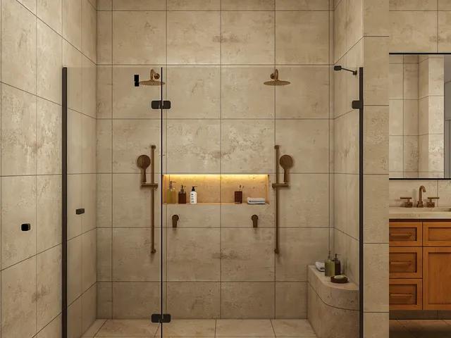 a bathroom with a shower