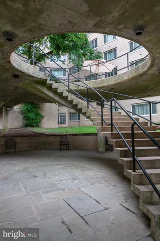 a view of a balcony with an outdoor space