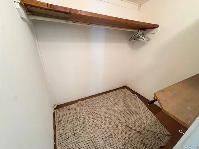 a view of a room with rack on the wall