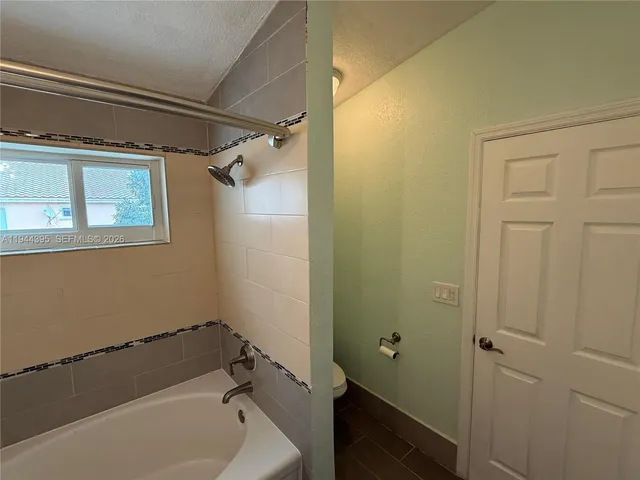 a bathroom with a bathtub