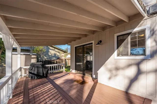 a view of a wooden deck