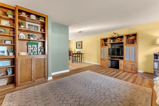 a view of a living room with furniture
