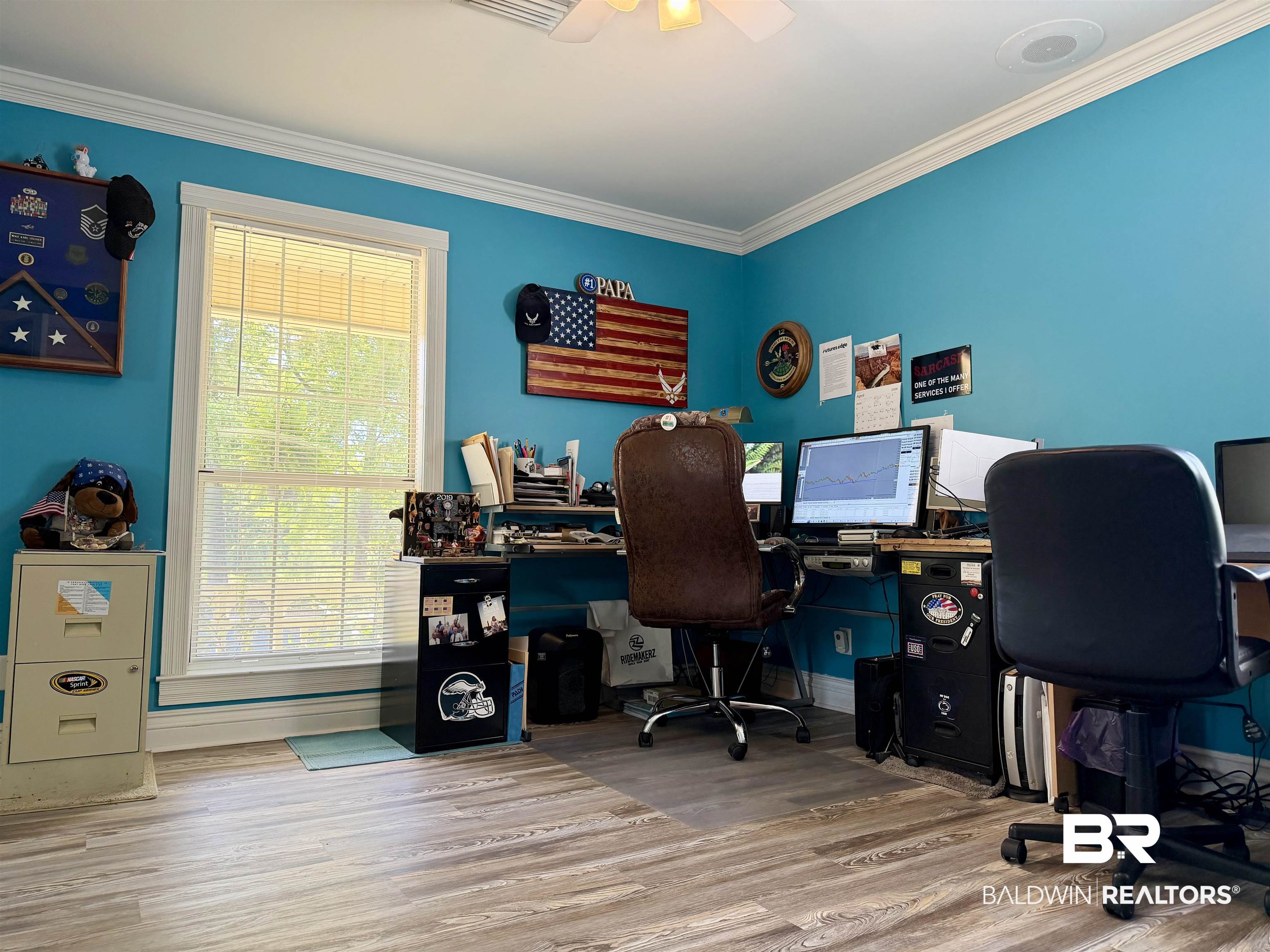 2944 Appleton Road Brewton, AL 36426 - Photo 28 of 65 Office space with light wood-style flooring, crown molding, and ceiling fan