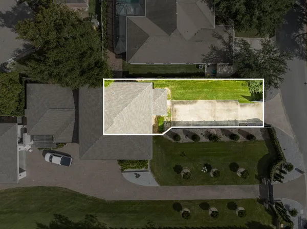 an aerial view of a house