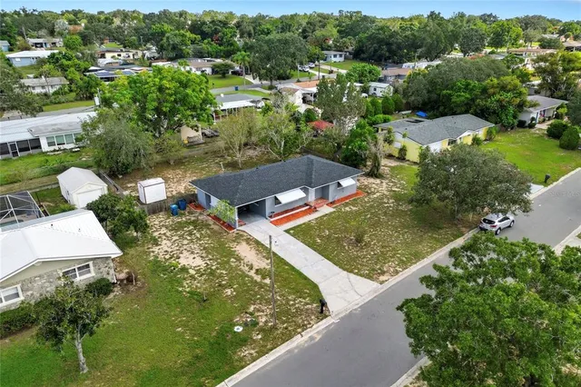an aerial view of a house