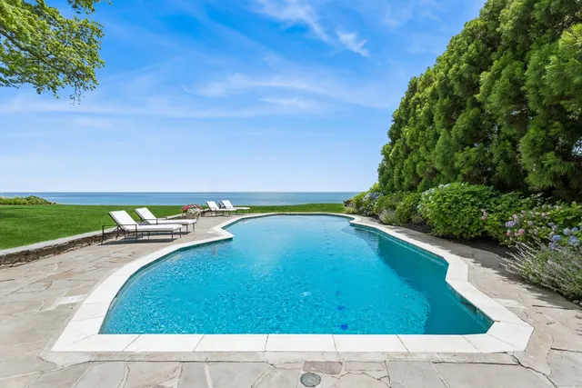a view of swimming pool with a yard