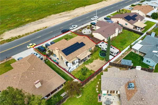 an aerial view of a house
