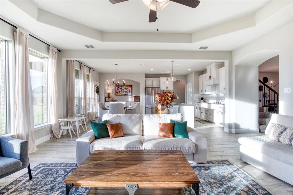 12605 Eagles Bluff Godley, TX 76044 - Photo 9 of 39 a living room with furniture and a wooden floor