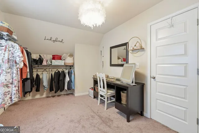 a view of a room with furniture and closet