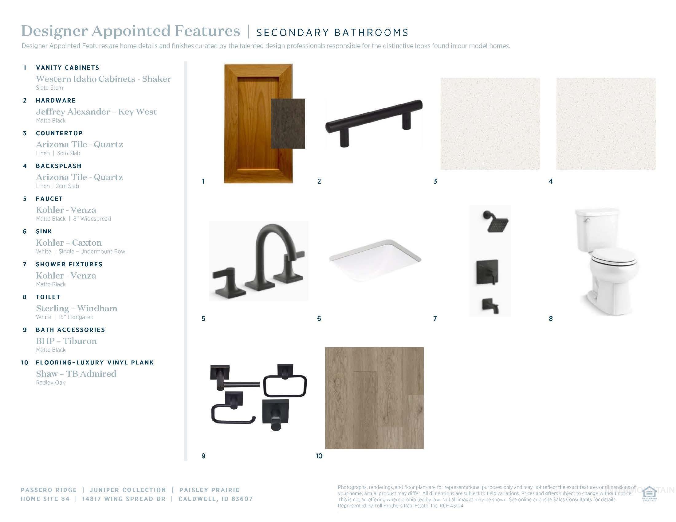 14817 Wing Spread Drive Caldwell, ID 83607 - Photo 18 of 19 Designer Appointed Features. Detailing specific components for secondary bathrooms within the property