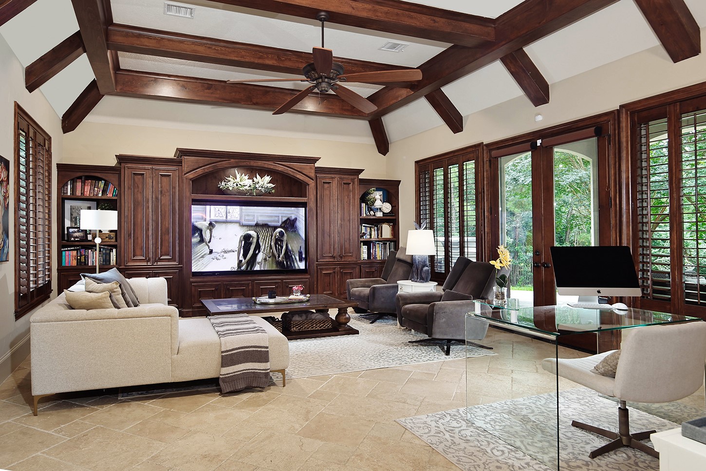 119 Angel Leaf Road The Woodlands, TX 77380 - Photo 20 of 50 a living room with furniture and a flat screen tv