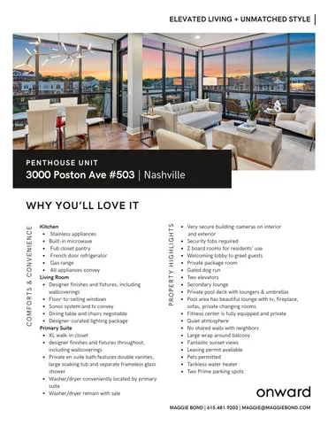 $1,175,000 | 3000 Poston Avenue, Unit 503, Nashville, TN 37203