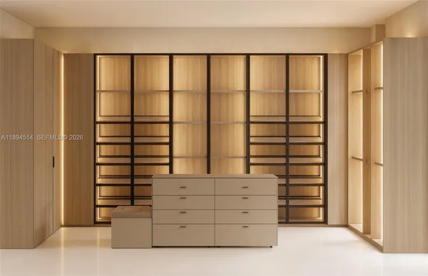 a view of a bedroom with cabinet