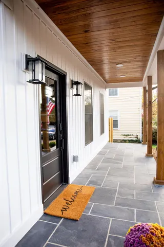 a kitchen with sink cabinets and outdoor view