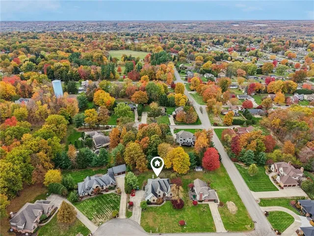 an aerial view of a house