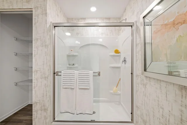 a bathroom with a shower